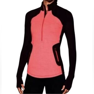 Under Armour Coral and Maroon Quarter Zip ColdGear Reactor Womens Pullover Small